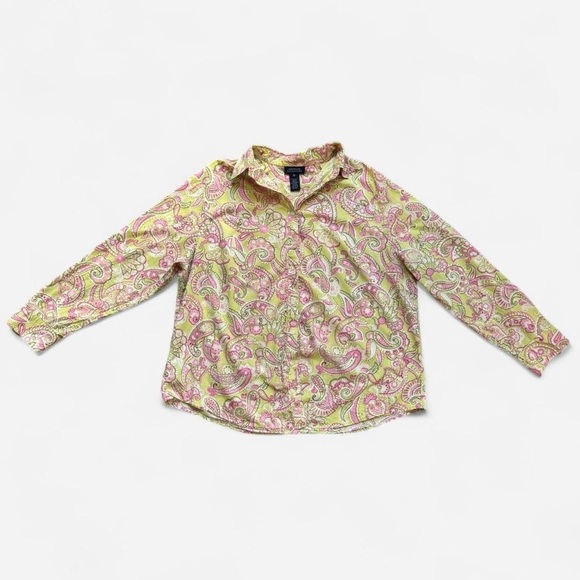 Jones New York Pink and Green Paisley blouse - Picture 4 of 6